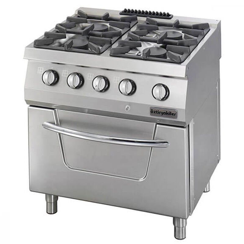 Öztiryakiler 700 Seri Gazlı Fırınlı Kuzine, 4 Gözlü Gazlı Ocak, OSOGF 8070 L