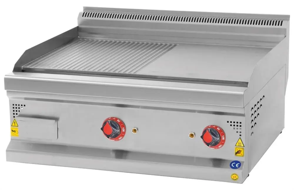 CSA Elektrikli Pleyt Izgara Yarı Oluklu Yüzey Set Üstü 60x60x30 cm