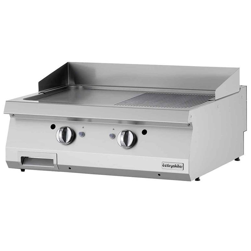Öztiryakiler Gazlı Grill Plate, Yarı Oluklu, 80x70x30 cm, OGG 8070 1/2 N